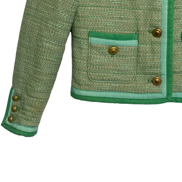 J. Crew Collarless Tweed Blazer Jacket Womens Size 0 Spearmint Green Career - Picture 4 of 11